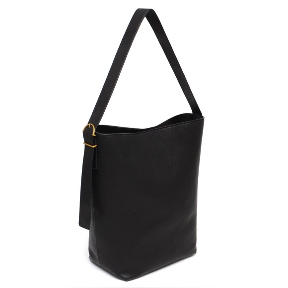 Margot New York Kaye Bucket Bag in Black, Leather, Lg Shoulder Purse Laptop Tote - Picture 3 of 9